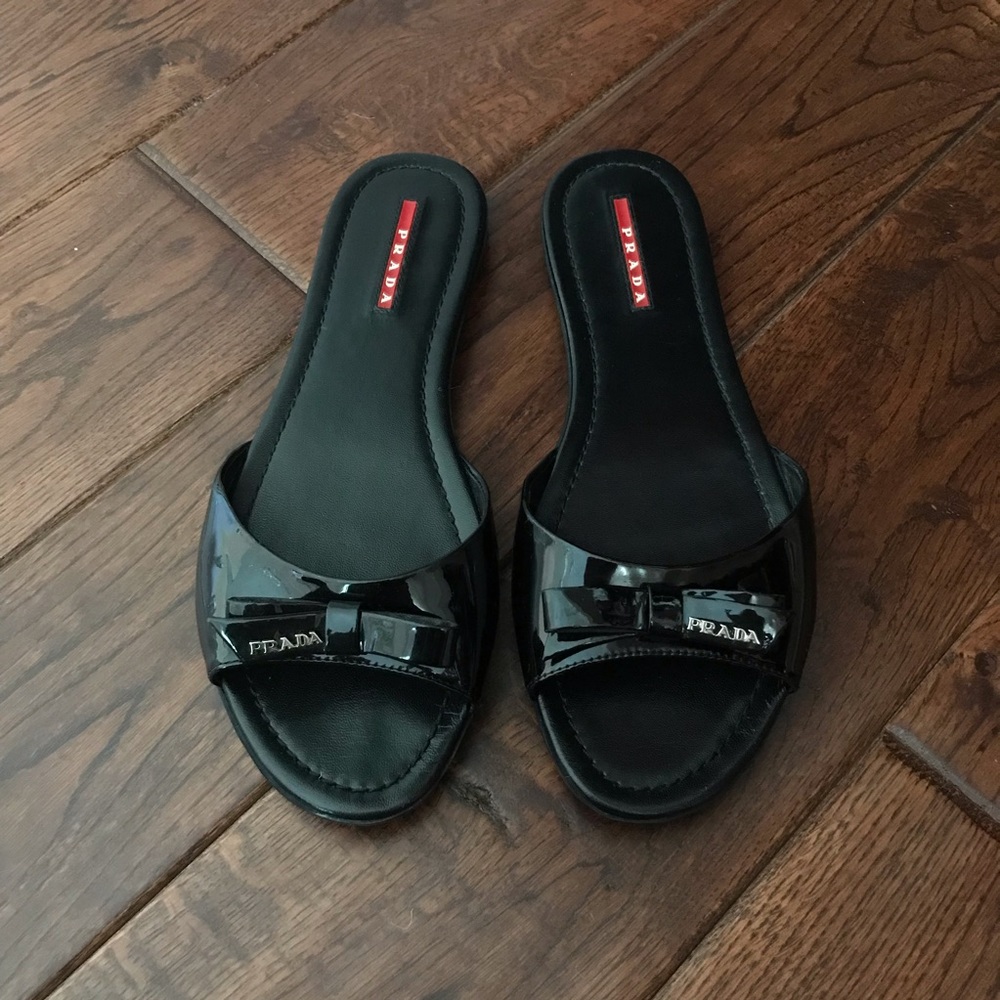 Prada bow slide sandals